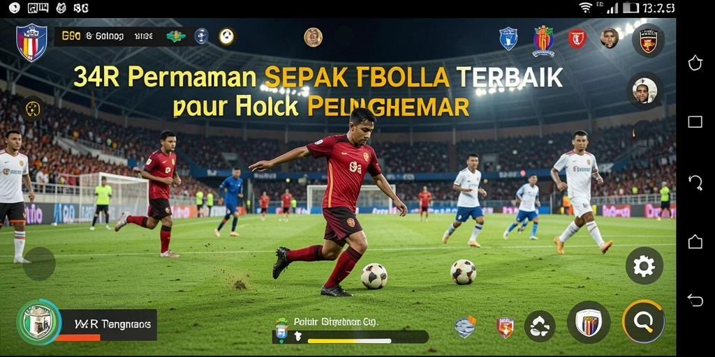 Gameplay 34R menampilkan aksi sepak bola yang intens dan mendebarkan.