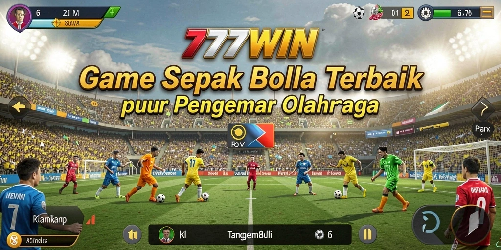 Screenshot gameplay 777WIN dengan aksi sepak bola yang seru.