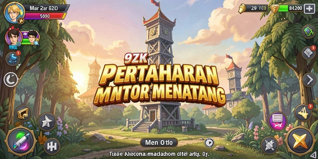 Tangkapan layar gameplay menampilkan menara yang siap menghadang gelombang musuh.