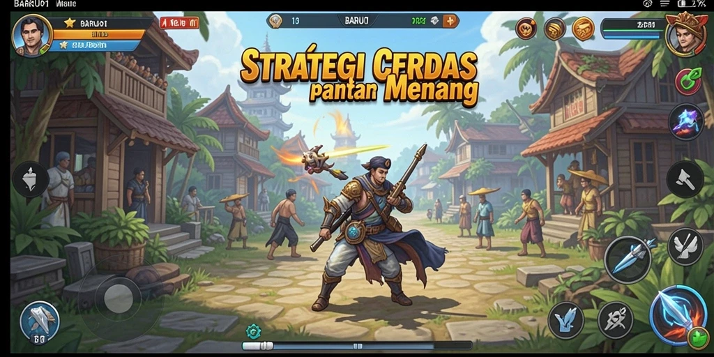 Tangkapan layar gameplay BARU01 menampilkan pertarungan strategis yang seru.