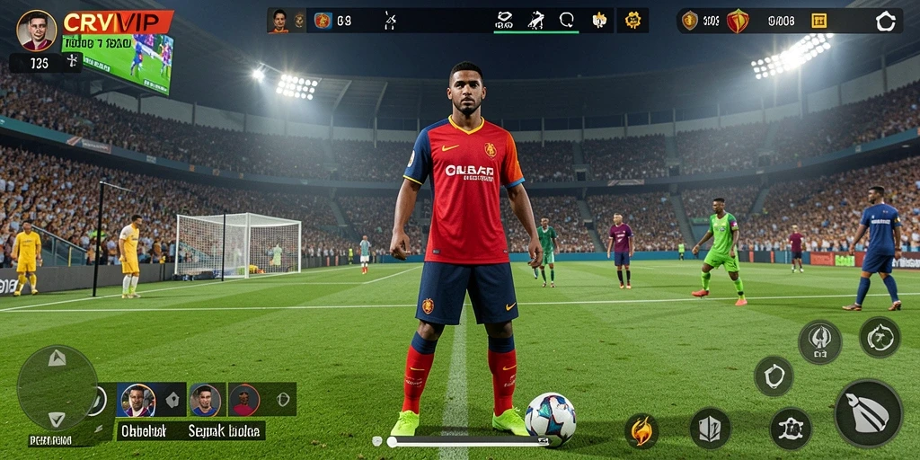 Tampilan gameplay <strong>CR7VIP</strong> yang menampilkan aksi seru permainan sepak bola.