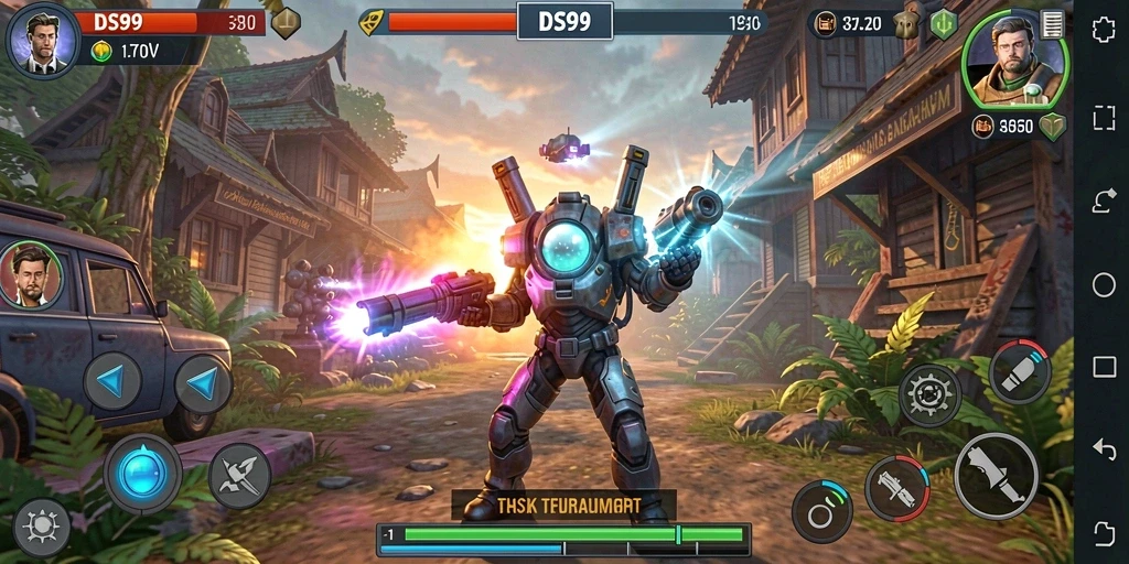 Screenshot dari gameplay DS99 yang menampilkan aksi mendebarkan.