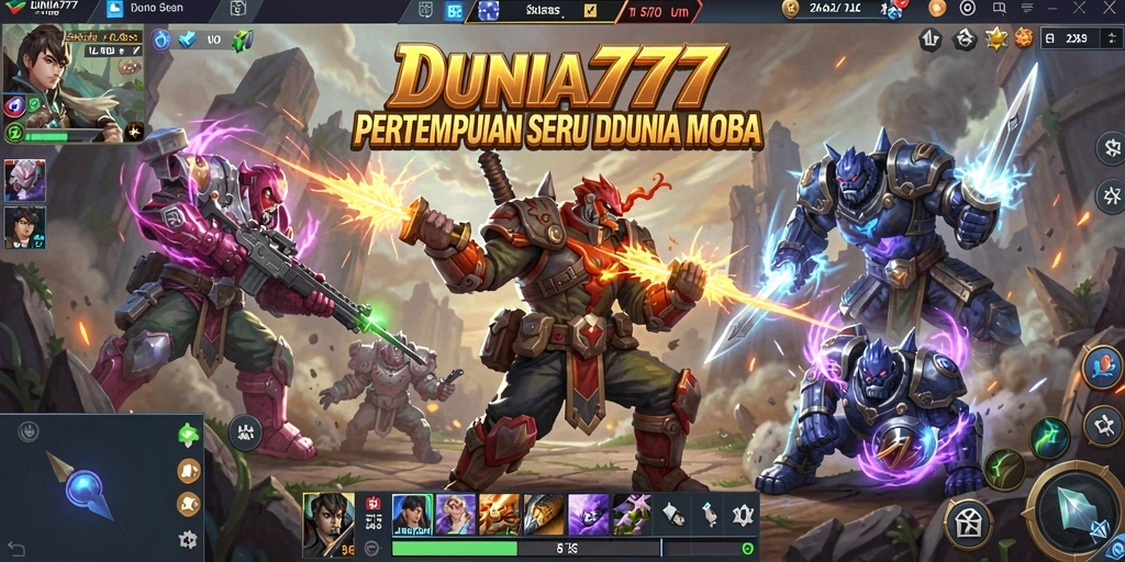 Tangkapan layar gameplay seru dari DUNIA777 di arena pertempuran.
