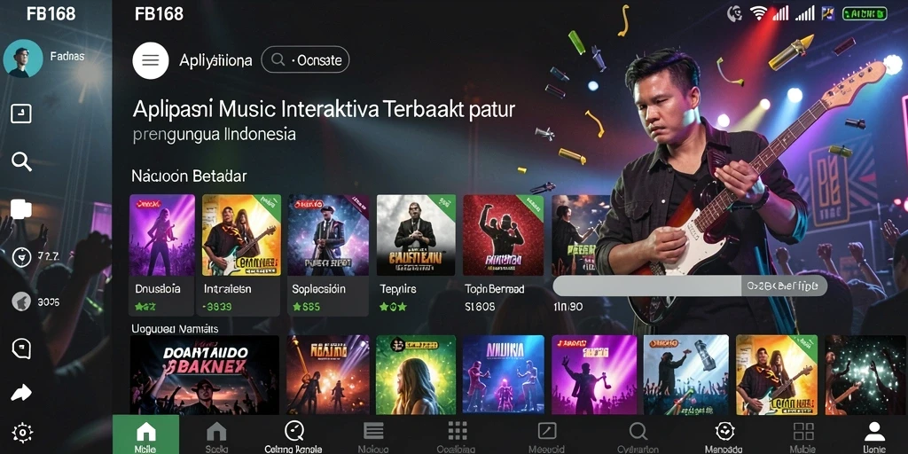 Screenshot gameplay FB168 menunjukkan antarmuka aplikasi musik yang menarik.