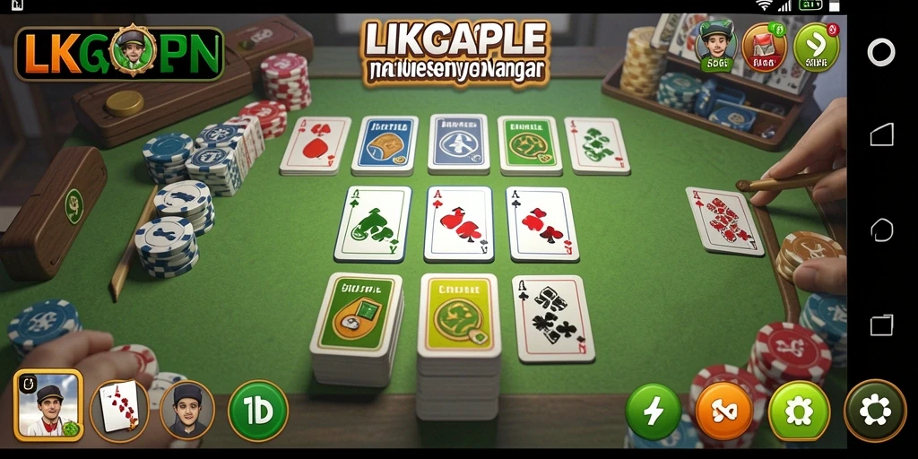 Screenshot LKOPEN menampilkan gameplay Gaple yang seru dan interaktif.