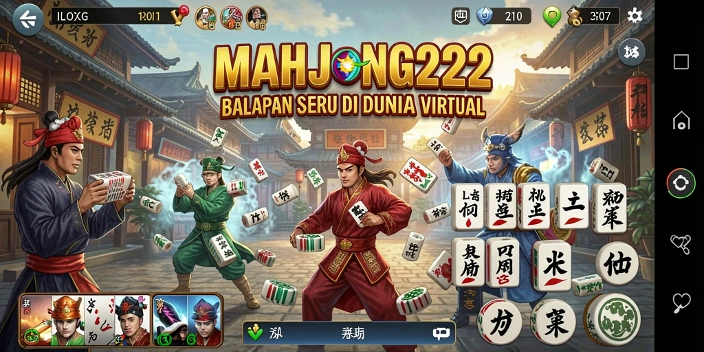 Tampilan seru gameplay balapan MAHJONG222 dengan kendaraan cepat dan trek menantang.