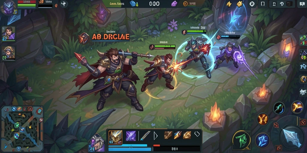 Screenshot menampilkan aksi intense dalam gameplay MOBA MPO555.