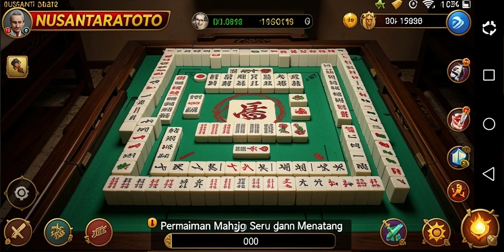 Tampilan gameplay menarik dari NUSANTARATOTO yang menunjukkan aksi Mahjong.
