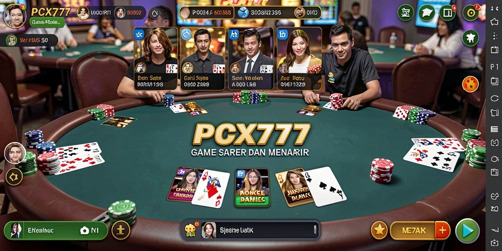 Tampilan gameplay seru dalam aplikasi Poker PCX777.