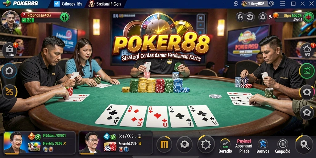 Tampilan gameplay POKER88 yang seru dan strategis.