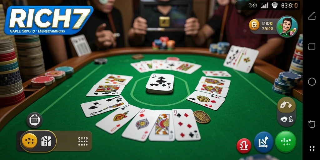 Tampilan gameplay RICH7 yang memukau saat bermain Gaple.