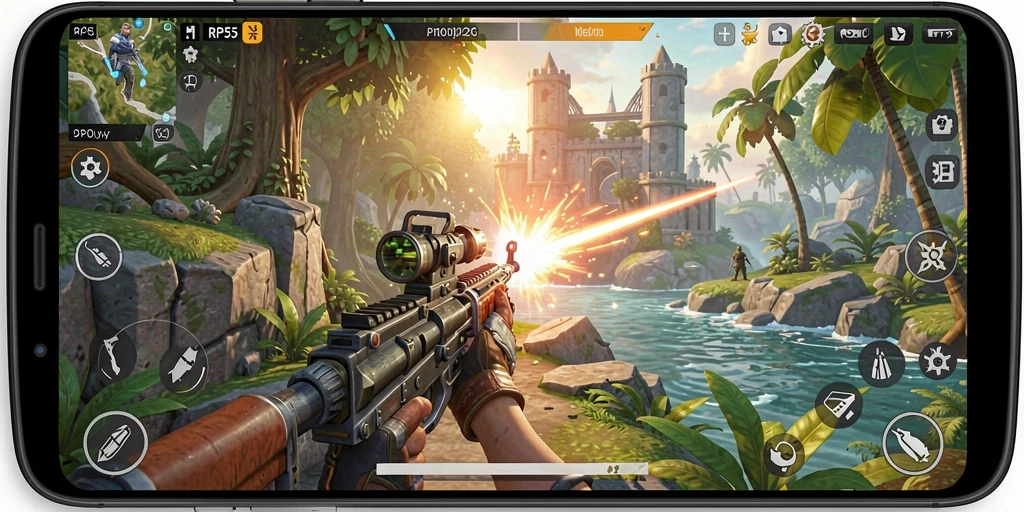 Gameplay seru di RP55 dengan berbagai aksi tembak-menembak.