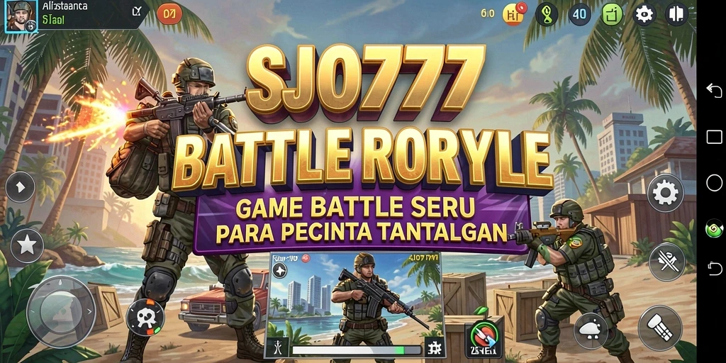Screenshot gameplay SJO777 yang menampilkan aksi seru dalam pertempuran Battle Royale.
