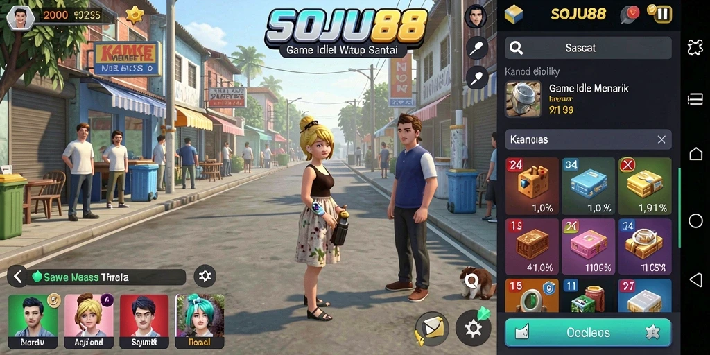 Tampilan gameplay menarik dari SOJU88 dengan elemen Idle.