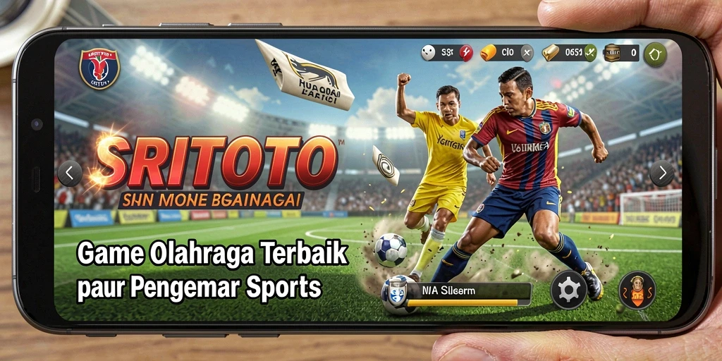 Tampilan utama SRITOTO dengan aksi permainan olahraga yang seru.