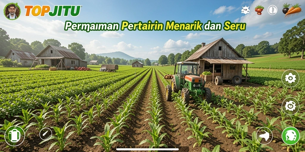 Gambaran gameplay seru di TOPJITU saat berkebun dan beternak.