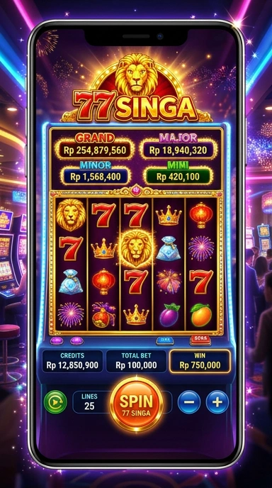 Tampilan utama aplikasi 77singa yang menarik dan ramah pengguna.